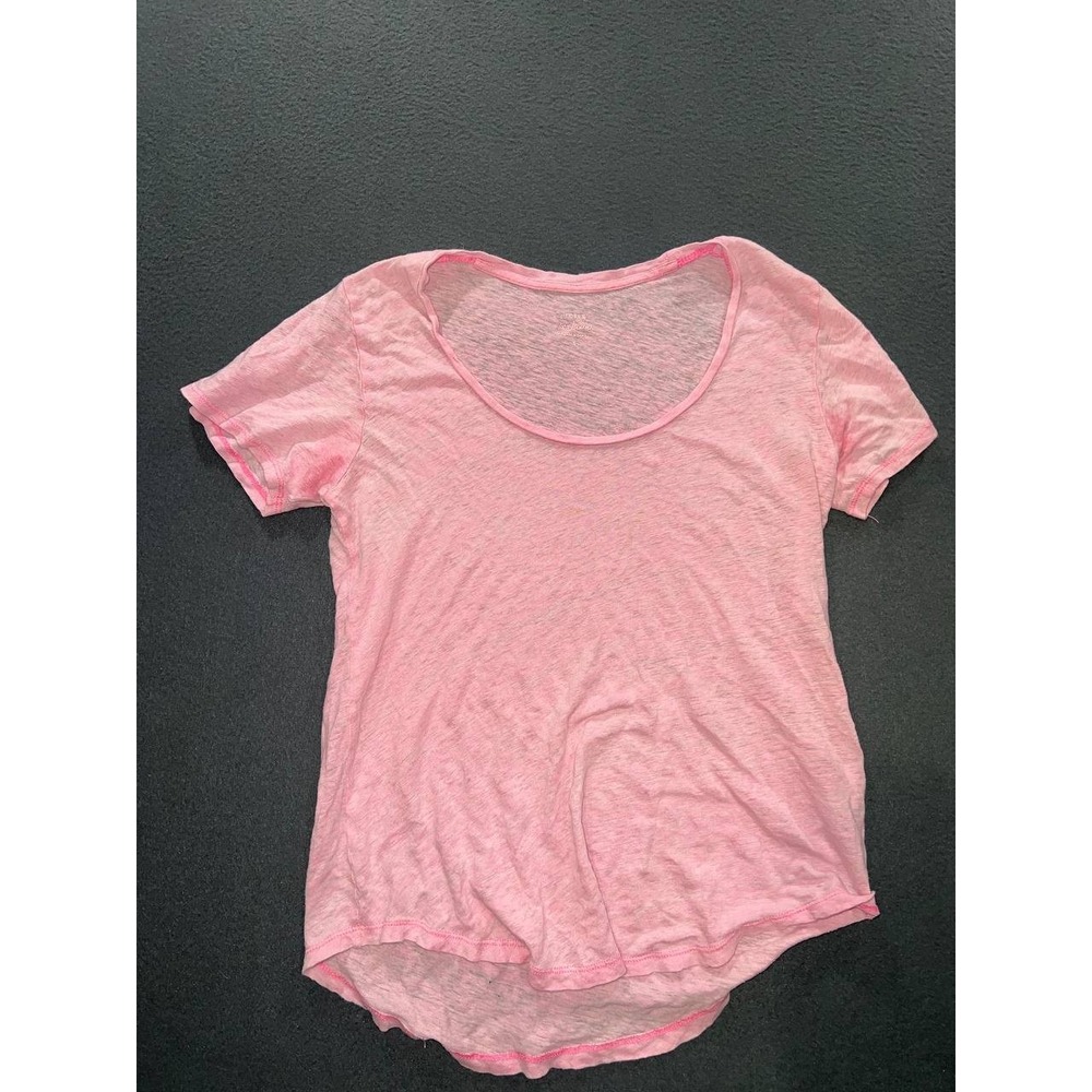 J. CREW Women 100% lonen Short-sleeve Scoop neck Girlfriend Tee top S A009691